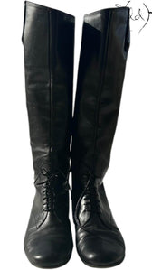 Miu Miu Leather Riding Boots – Equestrian Edge, Back view | Sold Attire