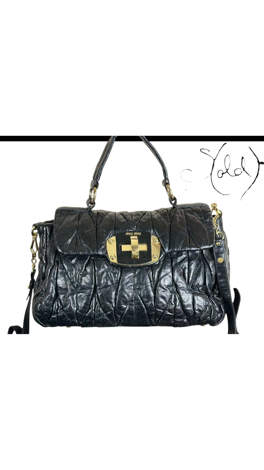 Miu Miu Matelassé Club Bag – Gold Turnlock, Interior view | Sold Attire