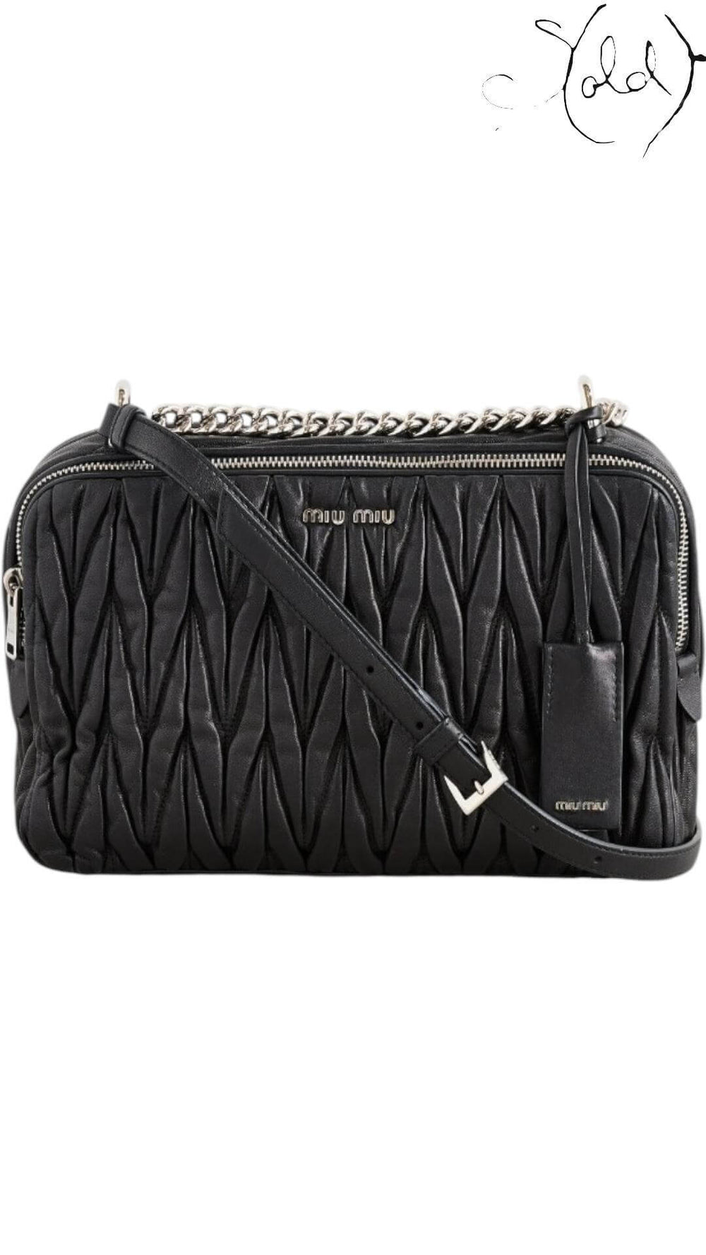 Miu Miu What Goes Around Comes Around Black Nappa – Iconic Bag, Interior view | Sold Attire