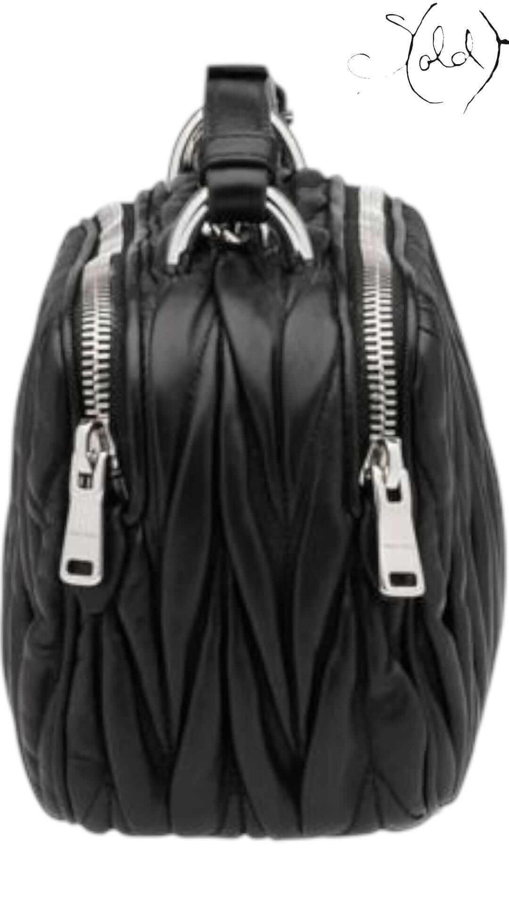 Miu Miu What Goes Around Comes Around Black Nappa – Iconic Bag, Detail view | Sold Attire