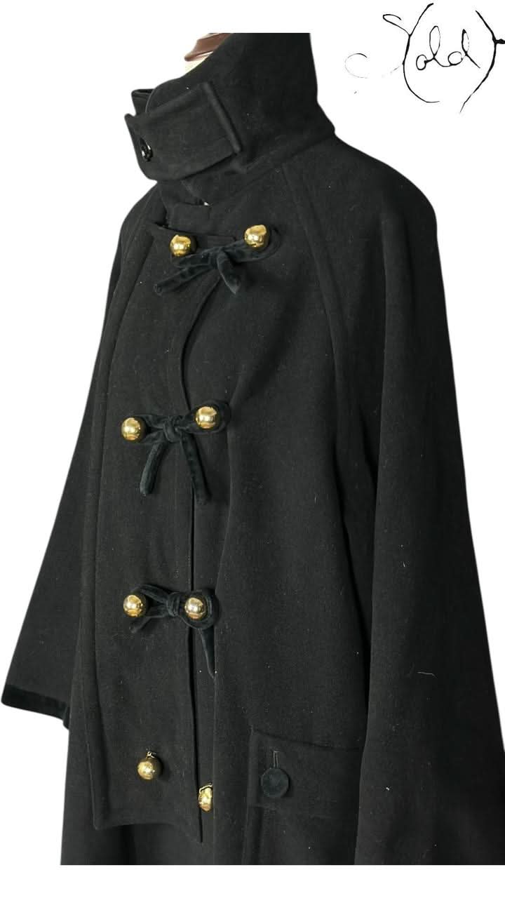 Moschino Coat Moschino Cheap and Chic Black Cashmere Toggle Coat 1990s Size 44 | Sold Attire