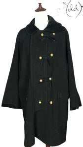 Moschino Cheap and Chic Black Cashmere Toggle Coat 1990s Size 44, Interior view | Sold Attire