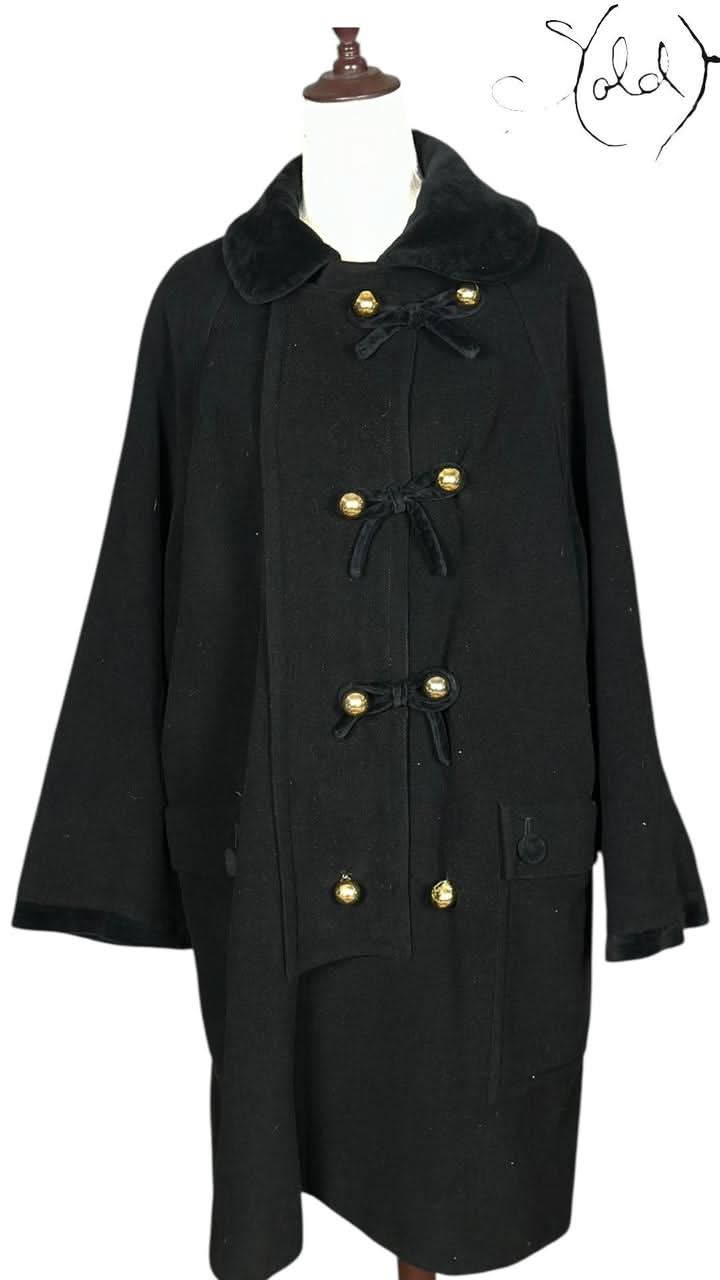 Moschino Coat Moschino Cheap and Chic Black Cashmere Toggle Coat 1990s Size 44 | Sold Attire