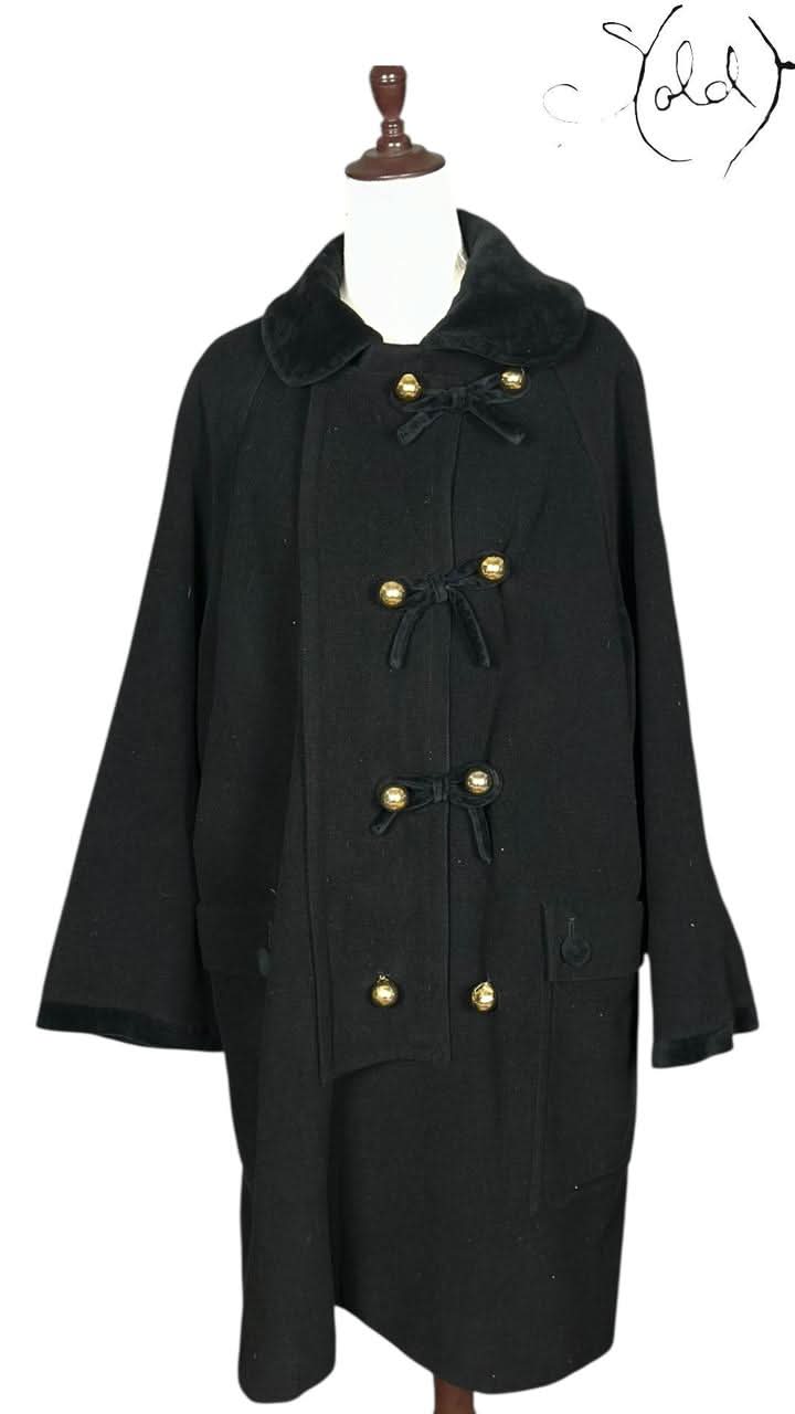 Moschino Coat Moschino Cheap and Chic Black Cashmere Toggle Coat 1990s Size 44 | Sold Attire