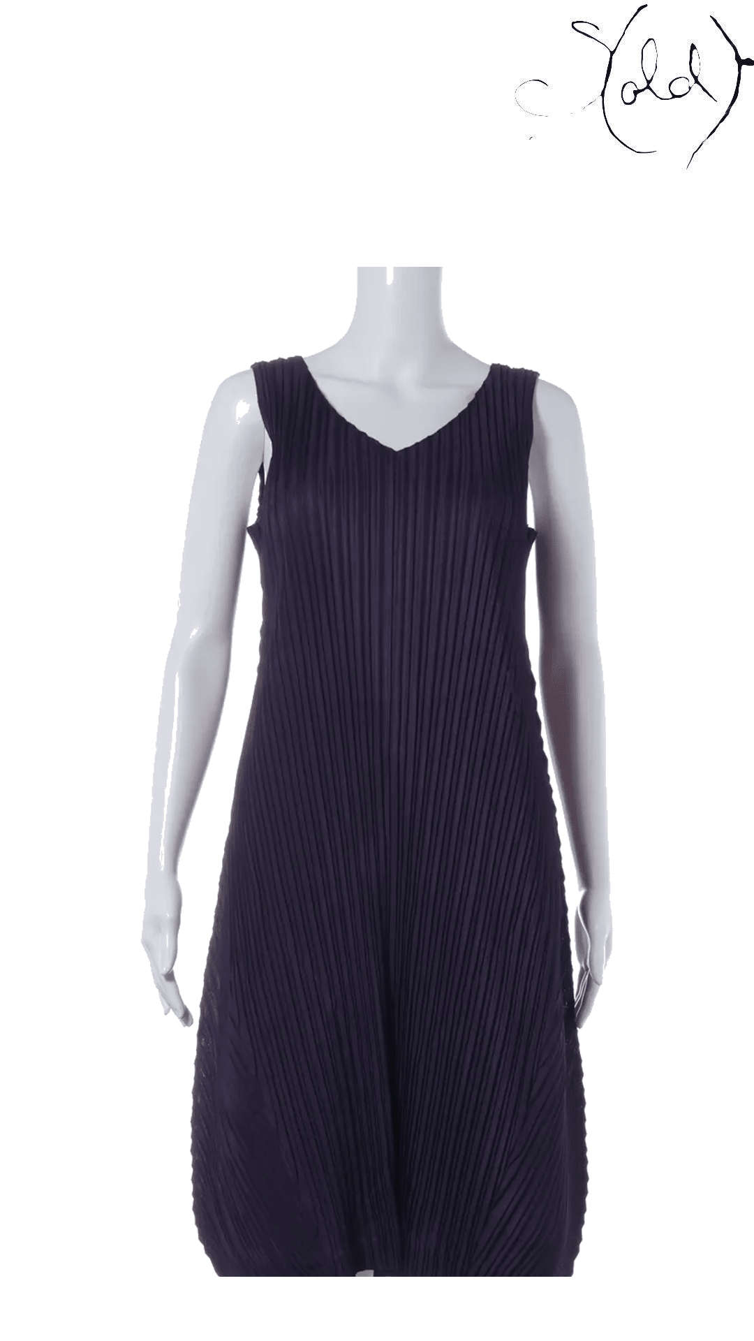 PLEATS PLEASE Issey Miyake purple sleeveless dress size 2: front view