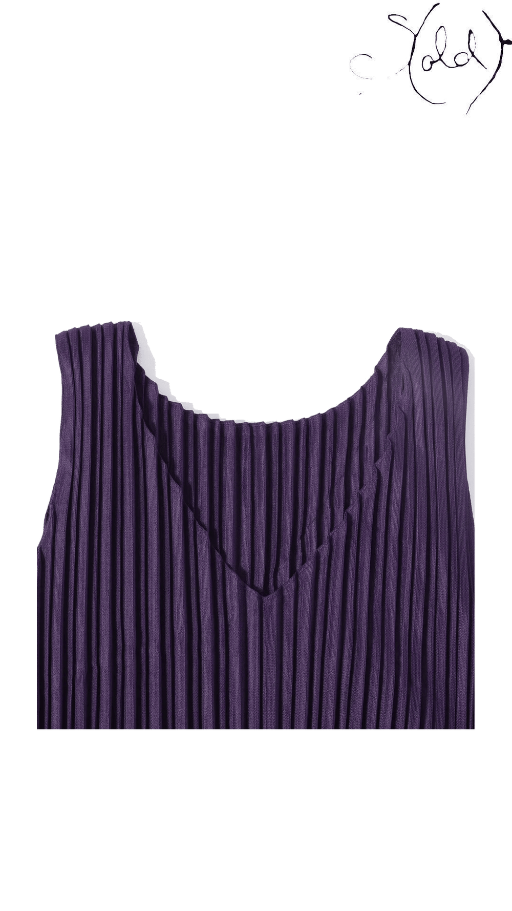 PLEATS PLEASE Issey Miyake purple sleeveless dress size 2: neckline and pleat detail
