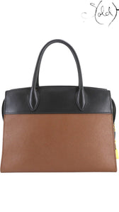 Prada Esplanade Two-Tone Saffiano Handbag 1BA047 Black & Brown 2017, Back view | Sold Attire