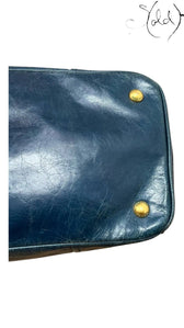 Prada Galleria blue leather crossbody bag side view
