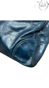 Prada Galleria blue leather crossbody bag base detail