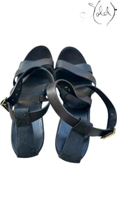 PRADA Black Patent Platform Sandals – Riviera Curve Edition, Back view | Sold Attire