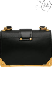 Prada Black Saffiano-Trimmed City Calf Cahier Crossbody Bag, Interior view | Sold Attire