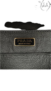 Prada Black Saffiano-Trimmed City Calf Cahier Crossbody Bag, Hardware detail | Sold Attire