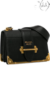 Prada Black Saffiano-Trimmed City Calf Cahier Crossbody Bag, Back view | Sold Attire