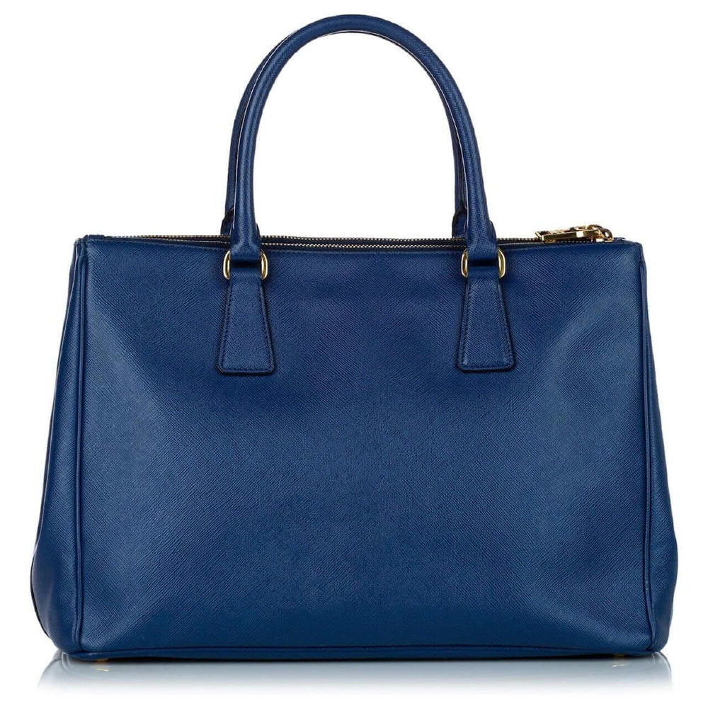 Prada Blue Saffiano Galleria Handbag – Iconic Shoulder Strap, Back view | Sold Attire