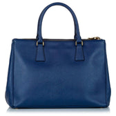 Prada Blue Saffiano Galleria Handbag – Iconic Shoulder Strap, Back view | Sold Attire
