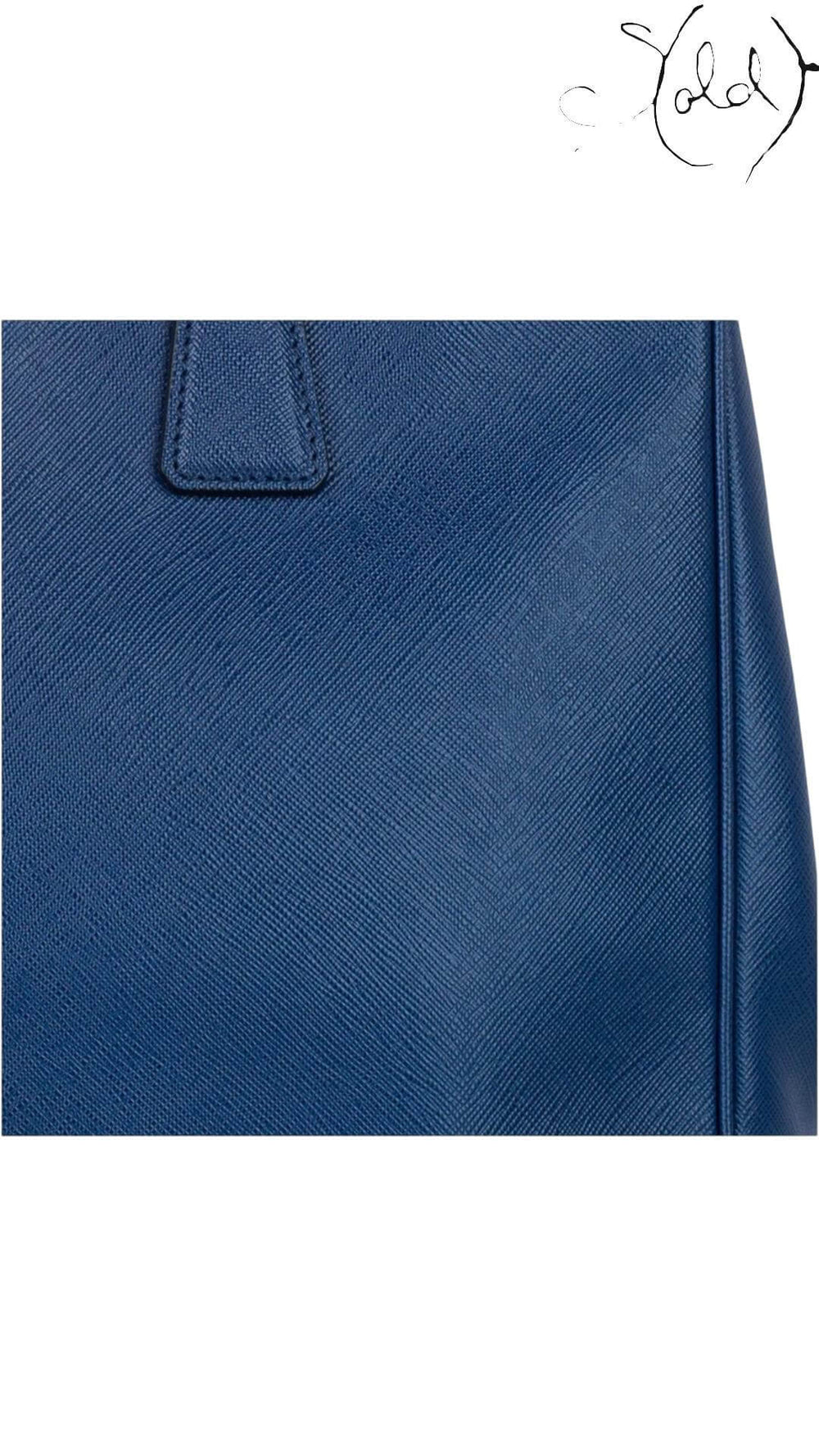 Prada Blue Saffiano Galleria Handbag – Iconic Shoulder Strap, Hardware detail | Sold Attire