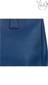 Prada Blue Saffiano Galleria Handbag – Iconic Shoulder Strap, Hardware detail | Sold Attire