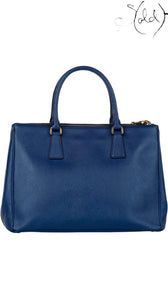 Prada Blue Saffiano Galleria Handbag – Iconic Shoulder Strap, Detail view | Sold Attire