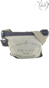 Prada Jacquard Messenger – Brown Logo Canvas, Back view | Sold Attire