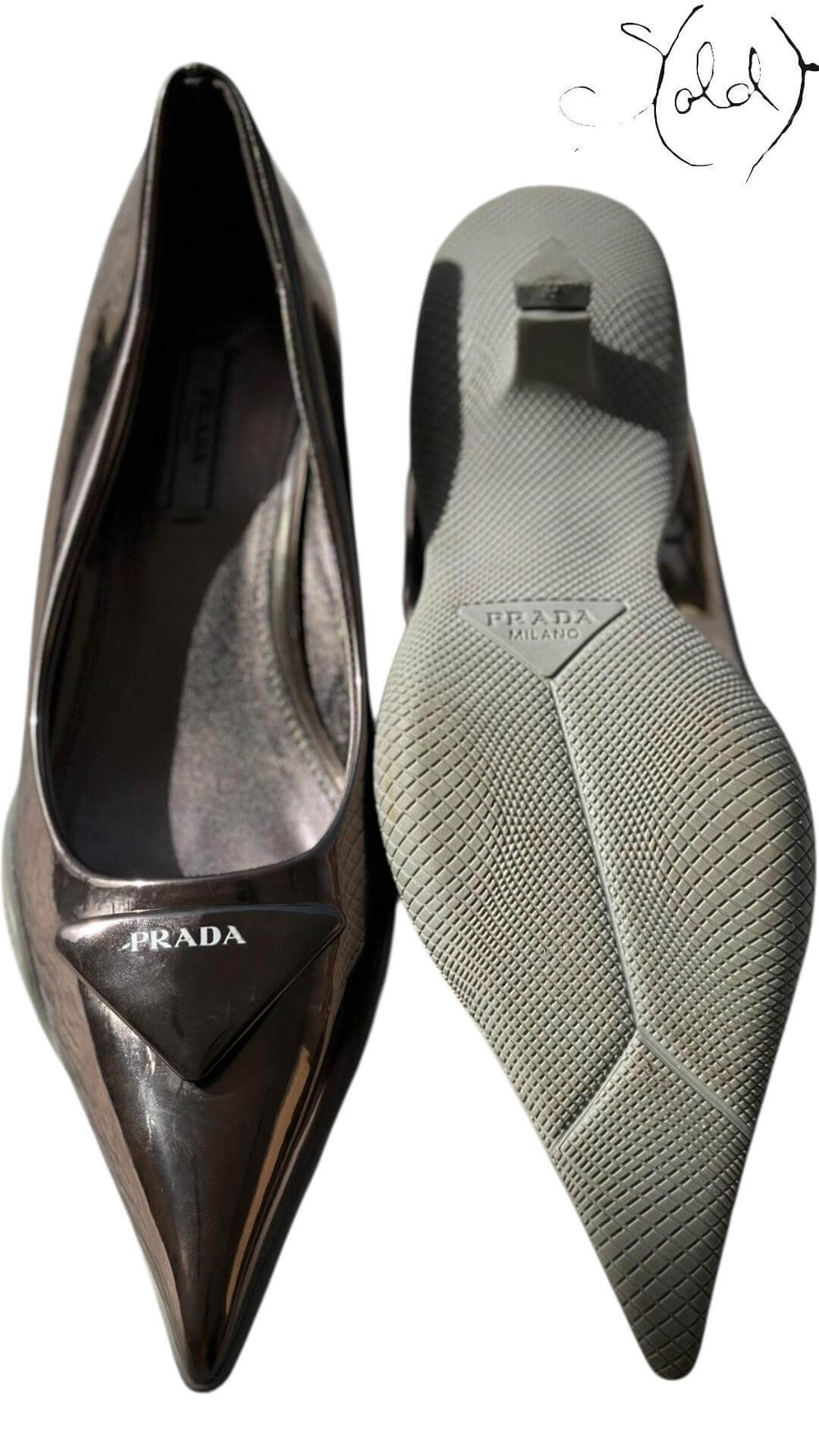 PRADA Monolith Pointed Pumps – Patent Icon, Interior view | Sold Attire