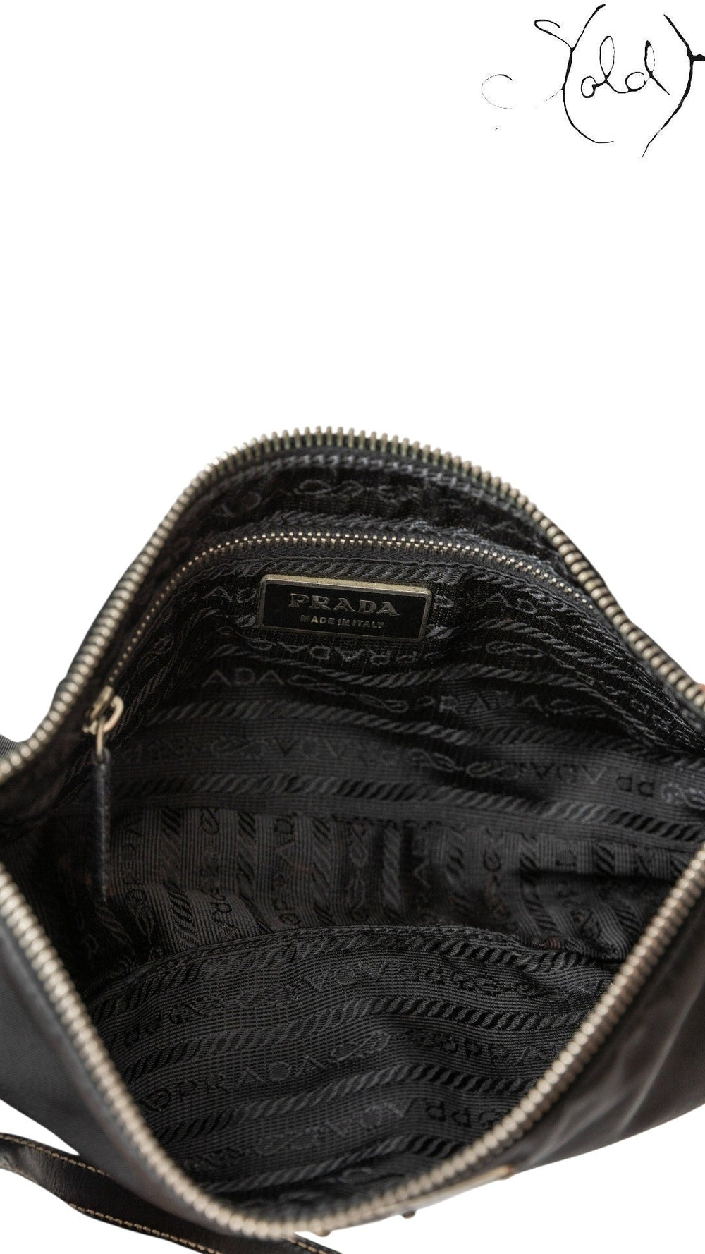 Prada Nylon and Leather Shoulder Bag Black, Base view | Sold Attire
