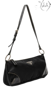 Prada Nylon and Leather Shoulder Bag Black, Back view | Sold Attire