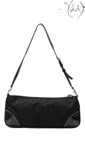 Prada Nylon and Leather Shoulder Bag Black, Detail view | Sold Attire