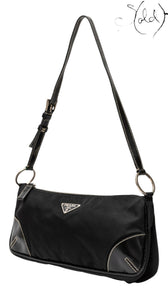 Prada Nylon and Leather Shoulder Bag Black, Interior view | Sold Attire