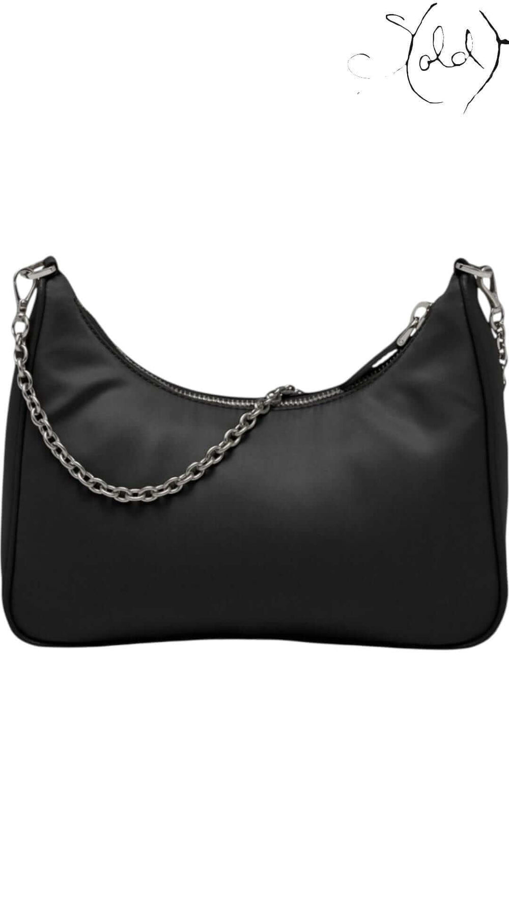 Prada Re-Edition 2005 Nylon Shoulder Bag – Black, Interior view | Sold Attire