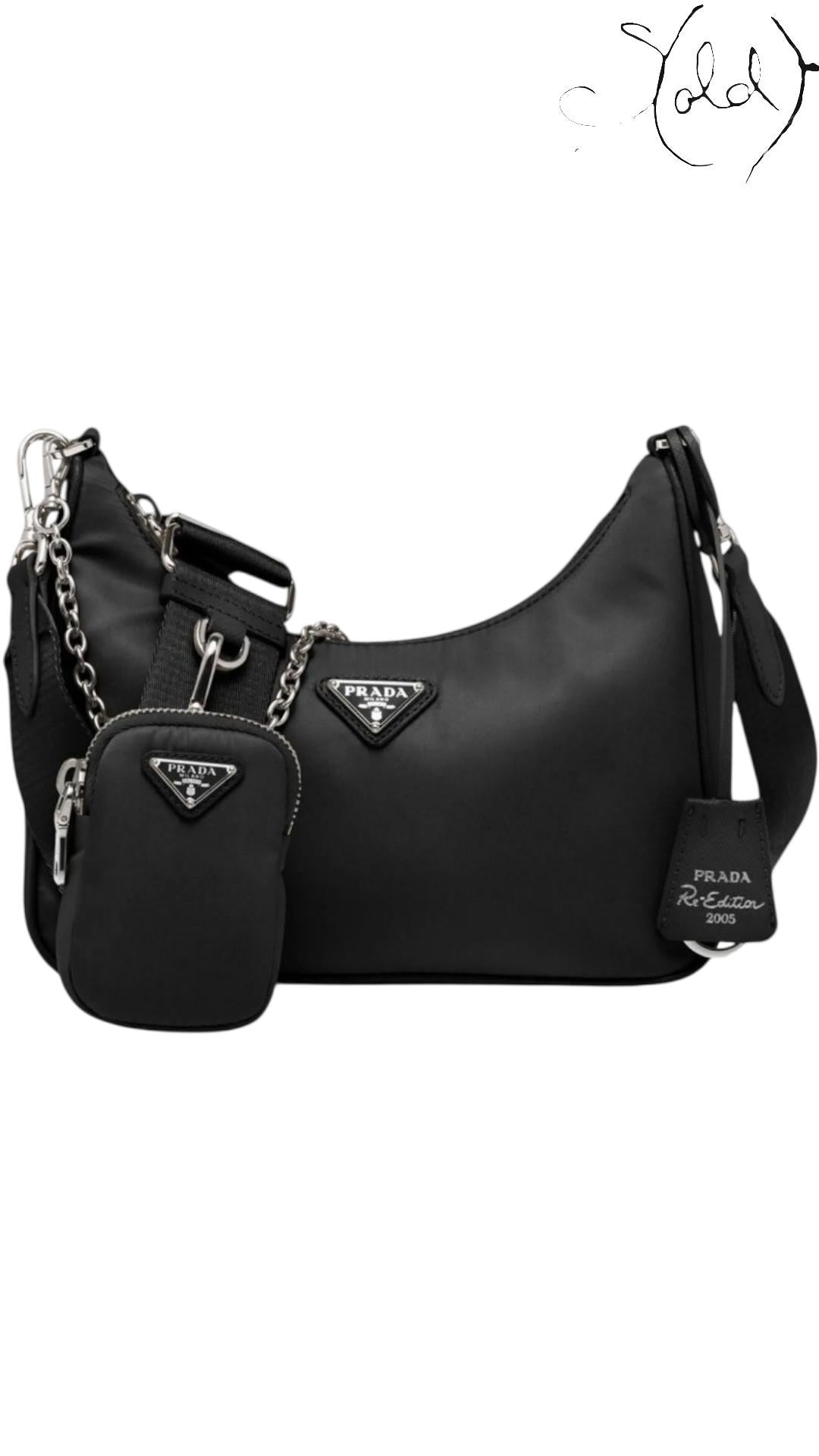 Prada Re - Edition 2005 Nylon Shoulder Bag – Black | Sold Attire - Sold Attire