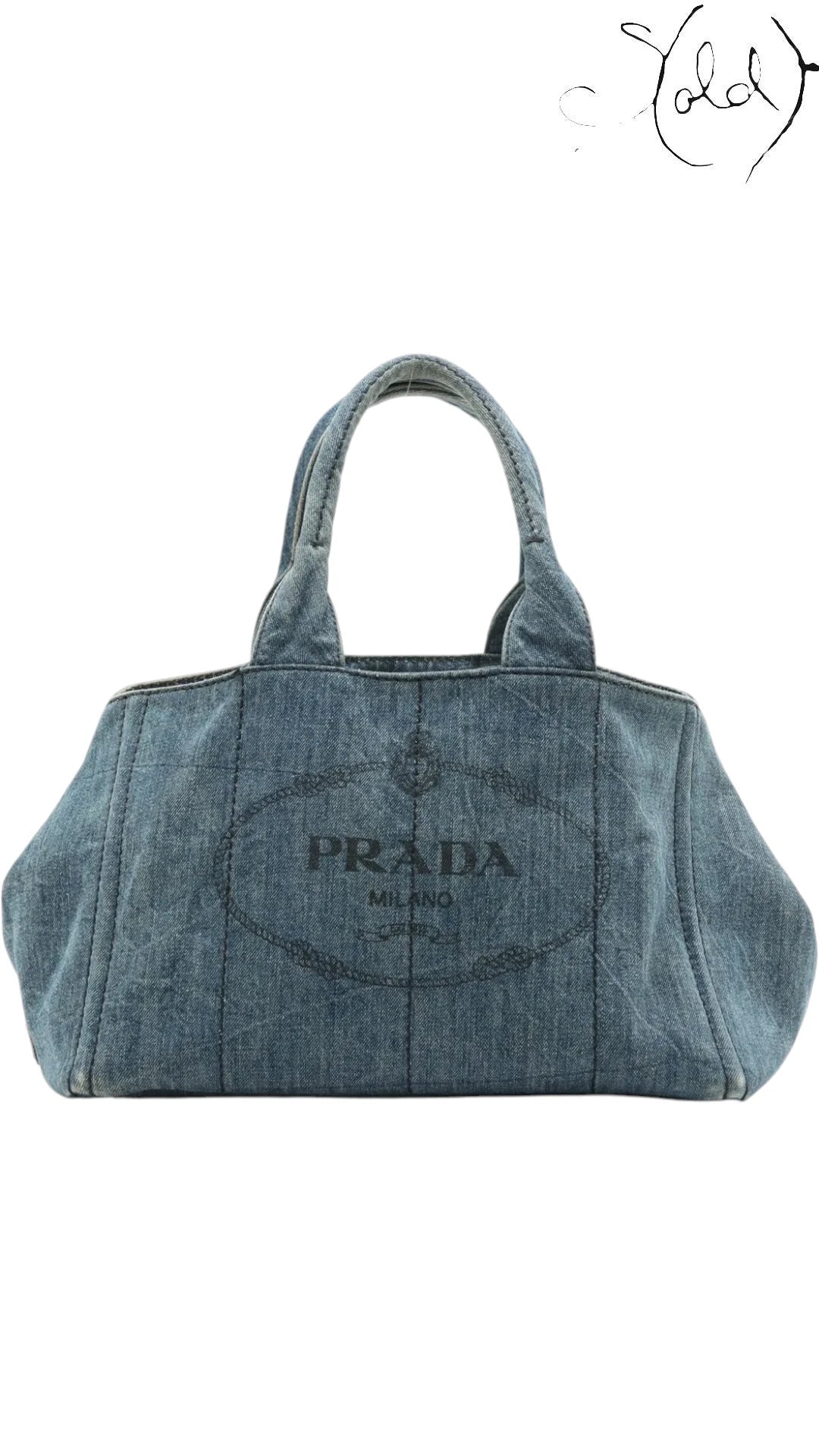 Prada Canapa Denim Logo Satchel Blue GHW 2010s | Sold Attire — Authenticated Pre - Owned | Sold Attire