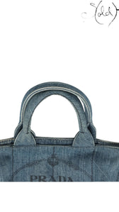 Prada Canapa Denim Logo Satchel Blue GHW 2010s | Sold Attire, Authenticated Pre - Owned | Sold Attire