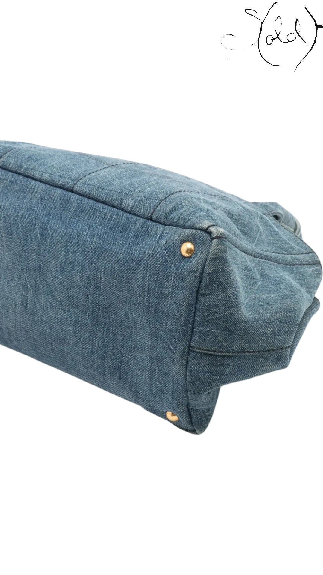 Prada Canapa Denim Logo Satchel Blue GHW 2010s | Sold Attire, Authenticated Pre - Owned | Sold Attire