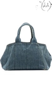 Prada Canapa Denim Logo Satchel Blue GHW 2010s | Sold Attire, Authenticated Pre - Owned | Sold Attire
