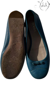 Prada Teal Leather Ballerinas– Perforated Poise, Interior view | Sold Attire