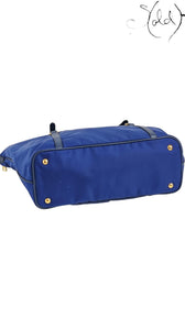 Prada Tessuto Nylon 2-Way Tote Royal Blue Gold Hardware 2010s, Hardware detail | Sold Attire