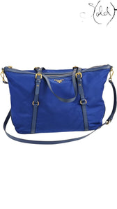 Prada Tessuto Nylon 2-Way Tote Royal Blue Gold Hardware 2010s, Authenticated Pre-Owned | Sold Attire