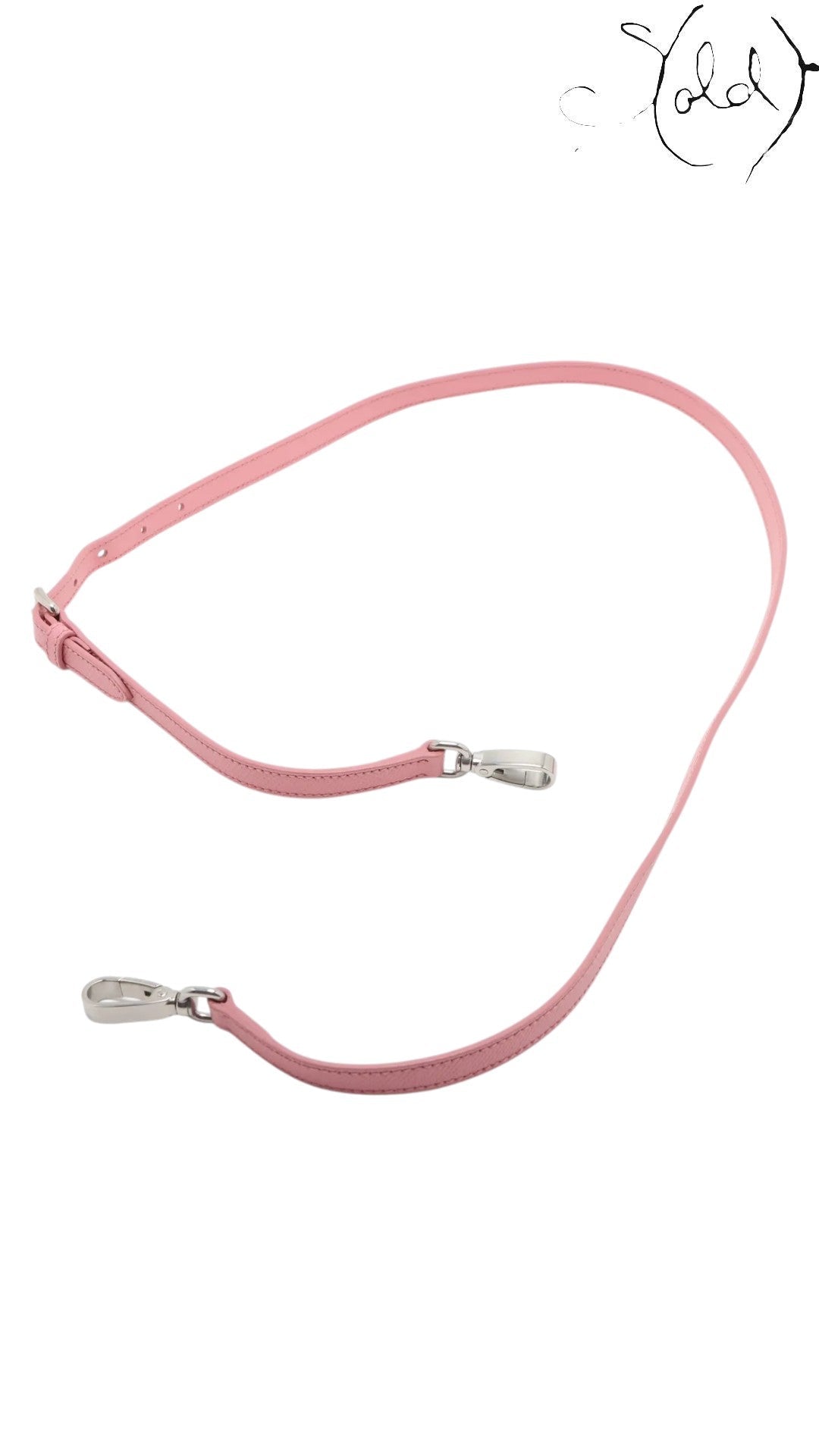 Sold Attire pink Saffiano leather crossbody strap with silver-tone hardware and adjustable buckle