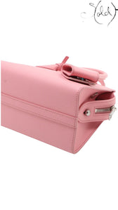 Sold Attire pink Saffiano leather Prada Monochrome Tote Mini with city calf trim and gold hardware.
