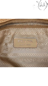 PRADA Vitello Daino Buckle Shoulder Bag – Sabbia Taupe Leather, Detail view | Sold Attire