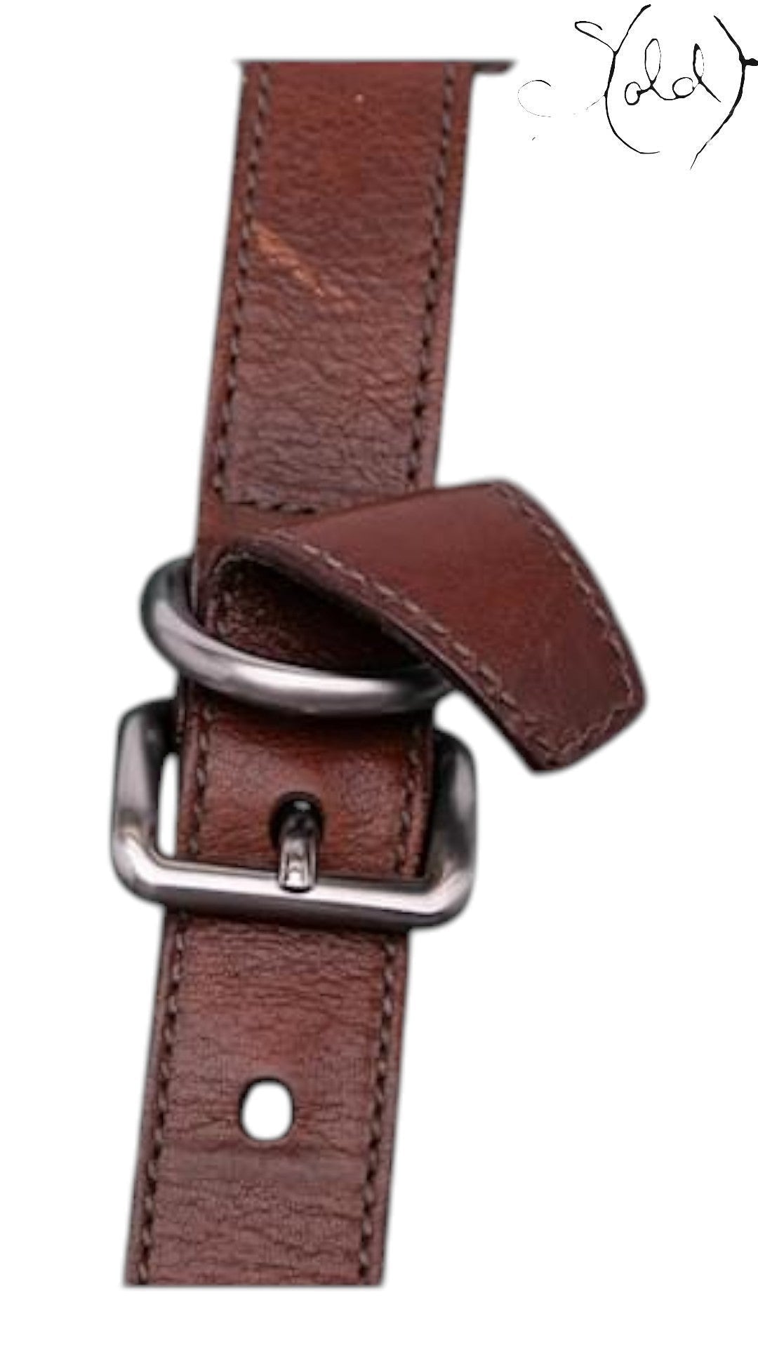 Sold Attire dark green glace calf leather weekender bag with brown leather straps and silver hardware.