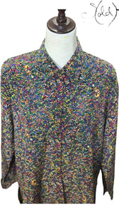 Psychedelic Feather Print Shirt – Fluid Fit, Detail view | Sold Attire