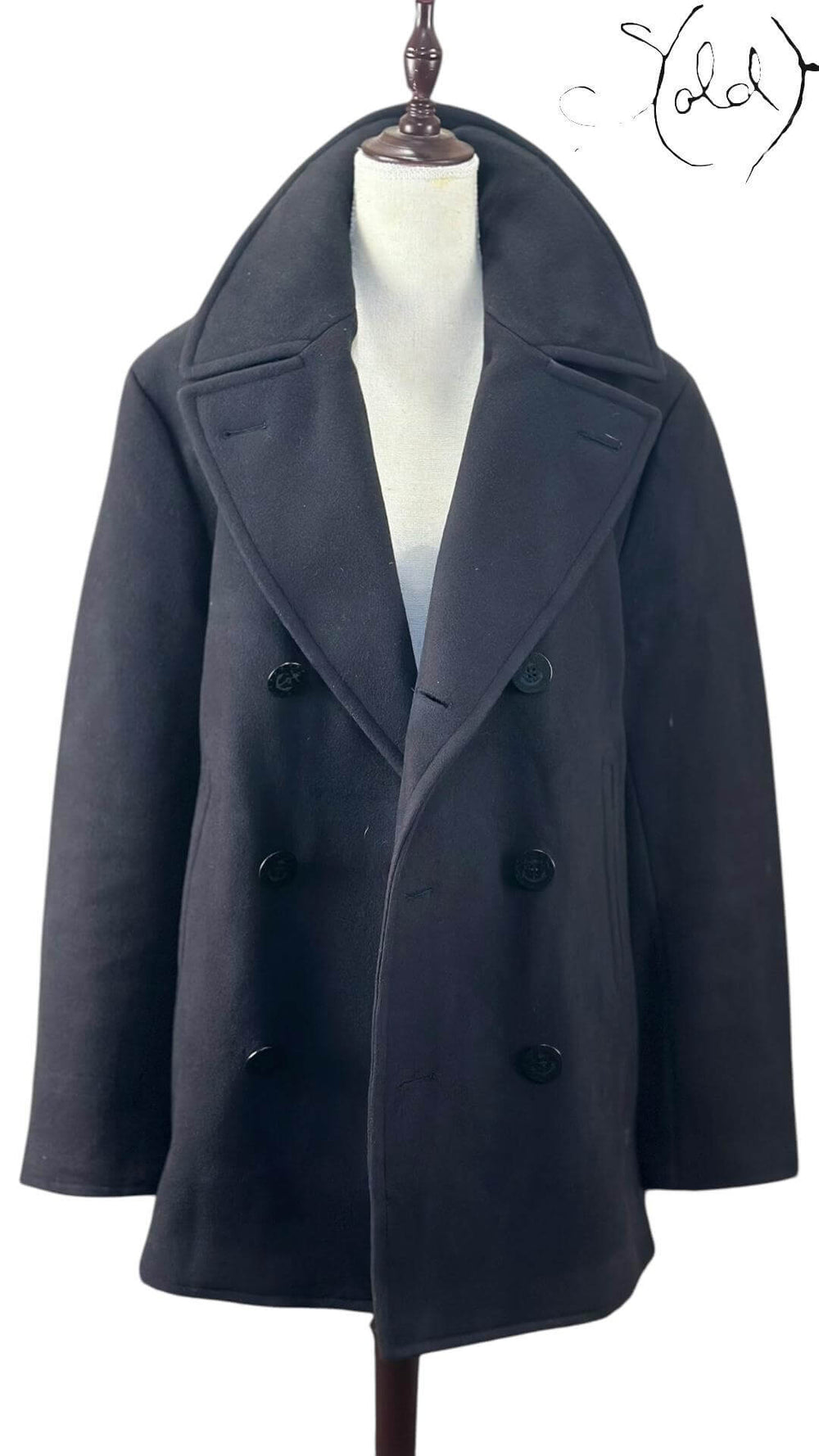 Ralph Lauren Melton Peacoat – Naval Precision, Close-up | Sold Attire