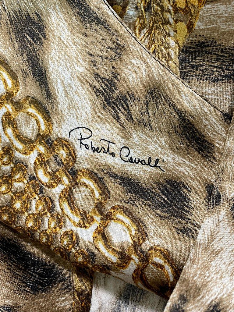 Roberto Cavalli 2003 Silk Leopard Chain Gown, Detail view | Sold Attire