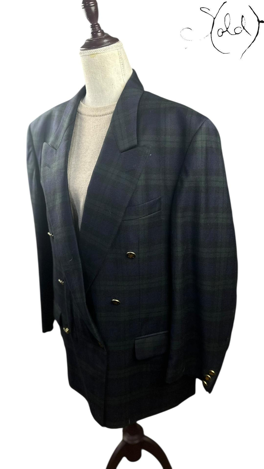 Roy Robson Tartan “Lana Wool” Blazer, Interior view | Sold Attire