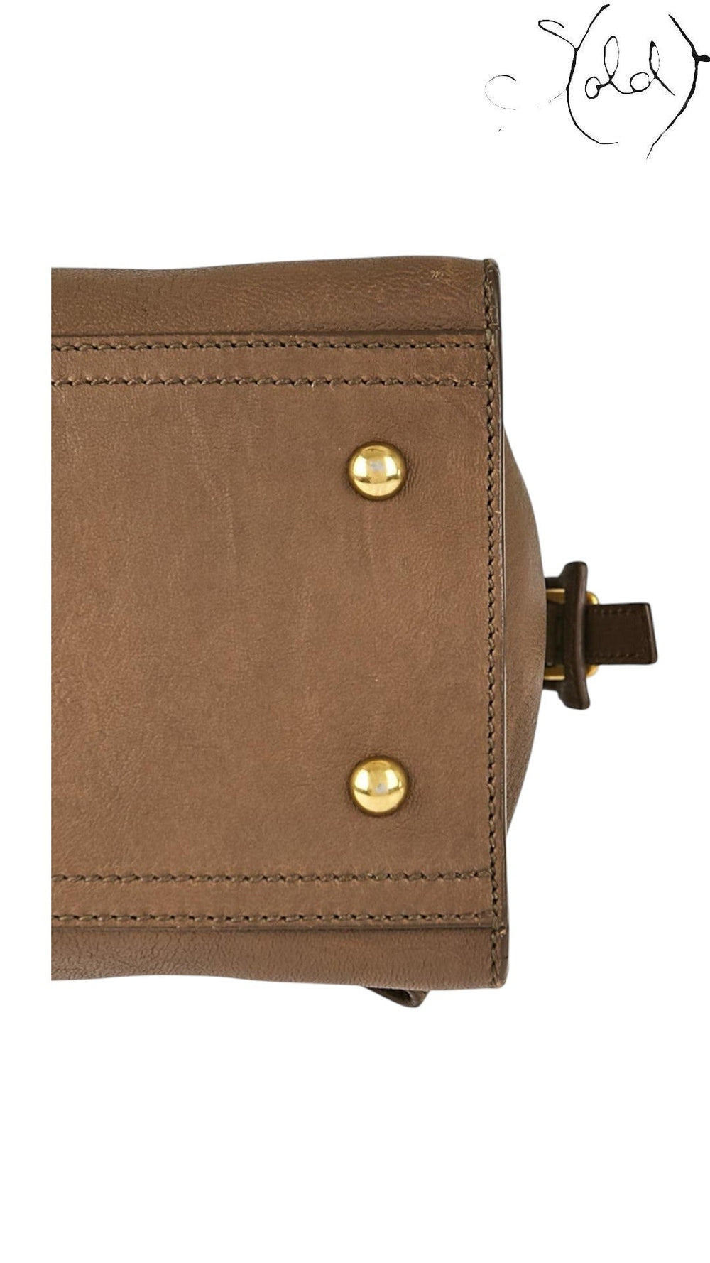 Sold Attire Saint Laurent Cabas Chyc bag base in brown sheepskin leather with gold-tone protective metal feet