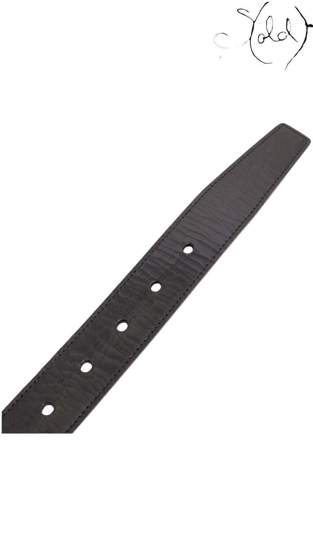 Sold Attire black leather Saint Laurent Cassandre belt with silver-tone buckle and loop, size 85.