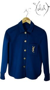 Saint Laurent Embroidered Navy Over Shirt – Sold Attire, Authenticated Pre-Owned | Sold Attire