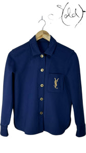 Saint Laurent Embroidered Navy Over Shirt – Sold Attire, Back view | Sold Attire