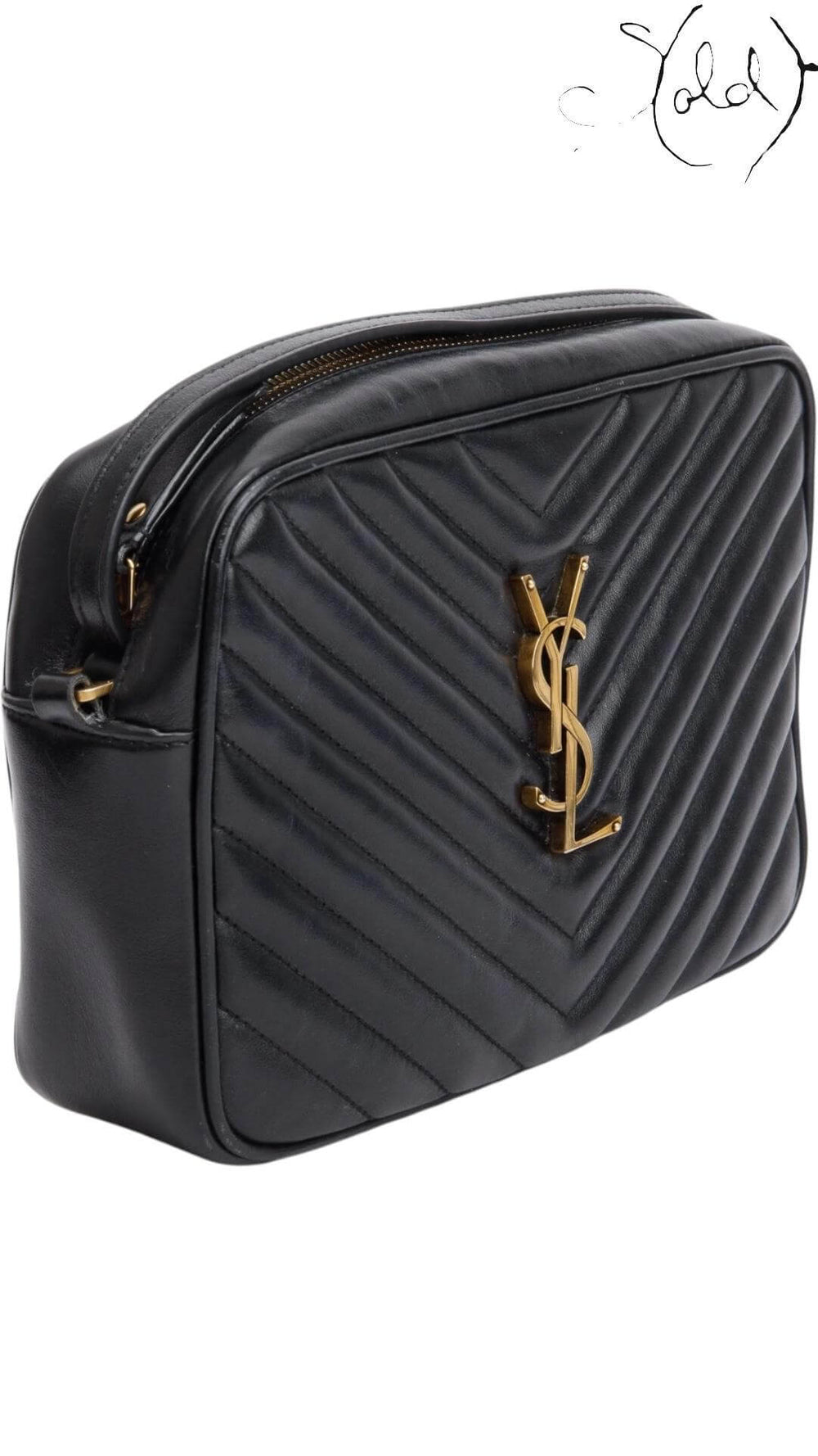 Saint Laurent Lou Camera Bag – Chevron Minimalism, Back view | Sold Attire